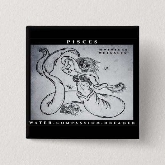 Pisces afdrukken vierkante button 5,1 cm (Voorkant)
