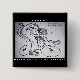 Pisces afdrukken vierkante button 5,1 cm