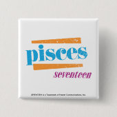 Pisces Aqua Vierkante Button 5,1 Cm (Voorkant)