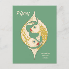 Pisces Art Nouveau Zodiac-teken CC1264 Astrologie Briefkaart