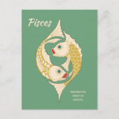 Pisces Art Nouveau Zodiac-teken CC1264 Astrologie Briefkaart (Voorkant)