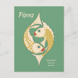 Pisces Art Nouveau Zodiac-teken CC1264 Astrologie Briefkaart