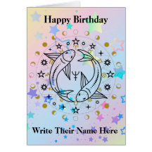 Pisces Astrology Birthday Kaart feb 19-maart 20