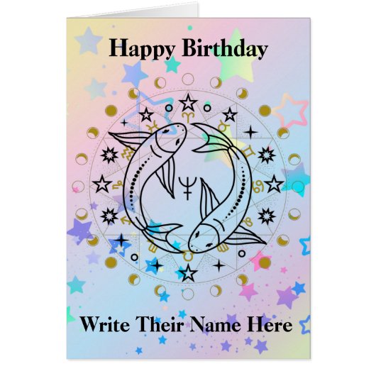 Pisces Astrology Birthday Kaart feb 19-maart 20 (Voorkant)