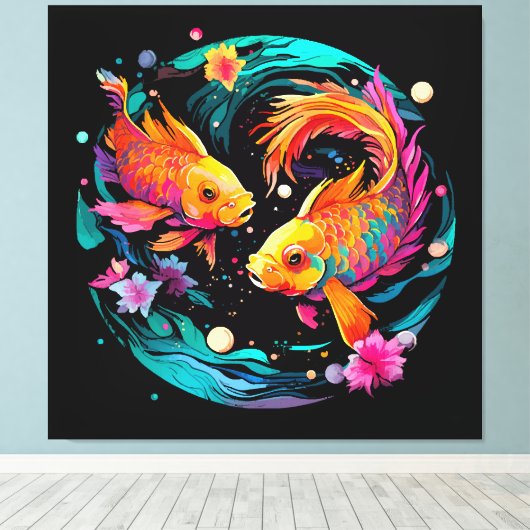 Pisces Astrology Sign Canvas Afdruk (Insitu (Houten vloer))