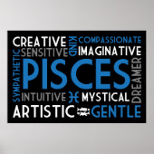 Pisces Astrology Word Collage Print (Voorkant)