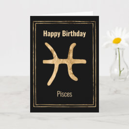 Pisces astrology zodiabetisch Gold Happy Birthday Kaart