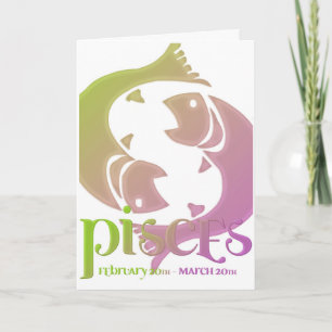 Pisces Astrology Zodiac Birthday Kaart design 1