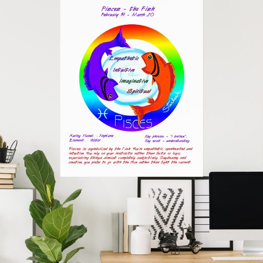 Pisces Astrology Zodiac Poster (Thuiskantoor)