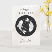 Pisces Astrology Zodiac Star Sign Horoscope Chic Kaart (Gele Bloem)