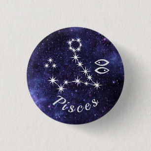 Pisces Badge, Zodiac Horoscope Badge Ronde Button 3,2 Cm