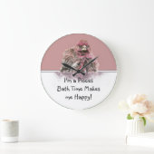 Pisces Bath Time maakt me gelukkig, Cute Bathing B Grote Klok (Huis)