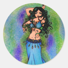 Pisces Belly Dancer Art Ronde Sticker