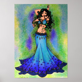 Pisces belly Dancer Astrology Sign Belly Dancing Poster
