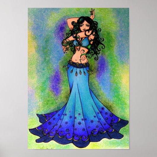 Pisces belly Dancer Astrology Sign Belly Dancing Poster (Voorkant)