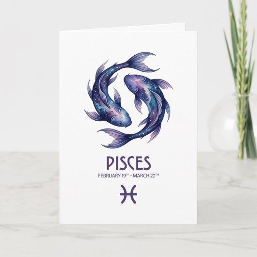 Pisces Birthday Card Feestdagen Kaart (Voorkant)