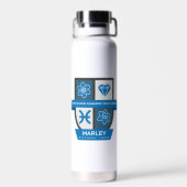 Pisces Birthday Crest™ for March 1-20 Waterfles (Achterkant)