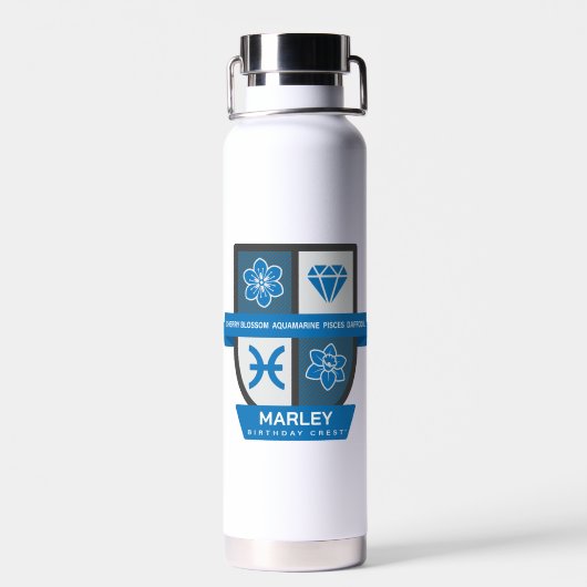 Pisces Birthday Crest™ for March 1-20 Waterfles (Achterkant)