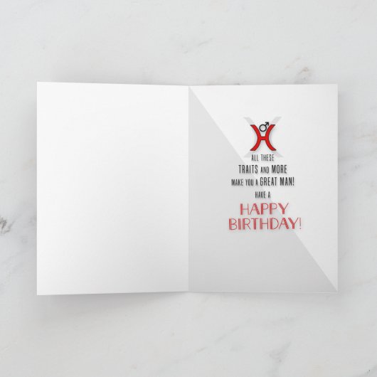 Pisces Birthday for Him February 20 to March 20 Kaart (Binnen)