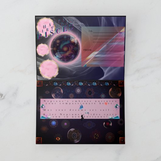 Pisces Birthday Kaart (Binnen)