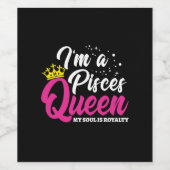 Pisces Birthday Queen Astrology March maart Wijn Etiket (Enkel label)