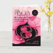 Pisces Birthday voor Haar roze feb 20 en 20 maart Kaart (Gele Bloem)