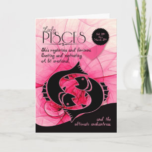 Pisces Birthday voor Haar roze feb 20 en 20 maart Kaart