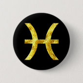 Pisces Black Gold Buttonnen Ronde Button 5,7 Cm (Voorkant)