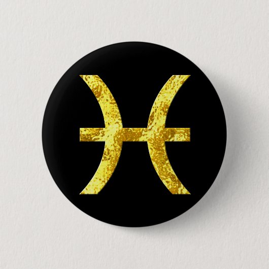 Pisces Black Gold Buttonnen Ronde Button 5,7 Cm (Voorkant)