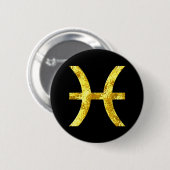 Pisces Black Gold Buttonnen Ronde Button 5,7 Cm (Voorkant /achterkant)