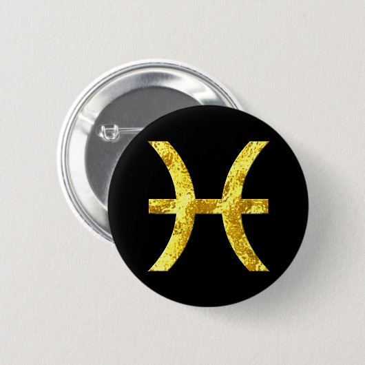 Pisces Black Gold Buttonnen Ronde Button 5,7 Cm (Voorkant /achterkant)