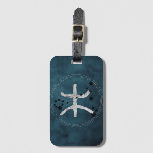 Pisces black & Silver zodiac constellation sterren Bagagelabel (Voorkant (verticaal))