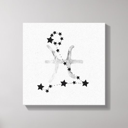 Pisces black & Silver zodiac constellation sterren Canvas Afdruk (Voorkant)