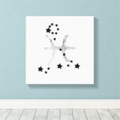 Pisces black & Silver zodiac constellation sterren Canvas Afdruk (Insitu (Houten vloer))