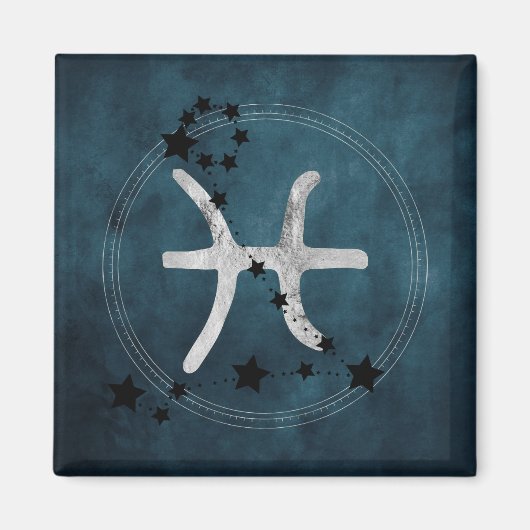 Pisces black & Silver zodiac constellation sterren Magneet (Voorkant)