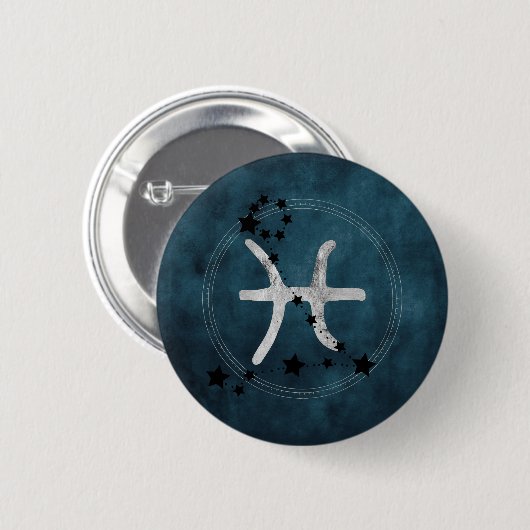 Pisces black & Silver zodiac constellation sterren Ronde Button 5,7 Cm (Voorkant /achterkant)
