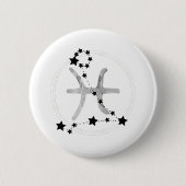 Pisces black & Silver zodiac constellation sterren Ronde Button 5,7 Cm (Voorkant)