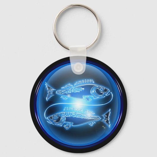 Pisces Blue Glossy Sleutelhanger (Voorkant)