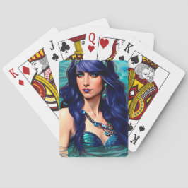 Pisces Blue Mermaid Queen Original Fantasy art Pokerkaarten