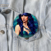 Pisces Blue Mermaid Queen Original Fantasy art Ronde Button 4,0 Cm (In situ)
