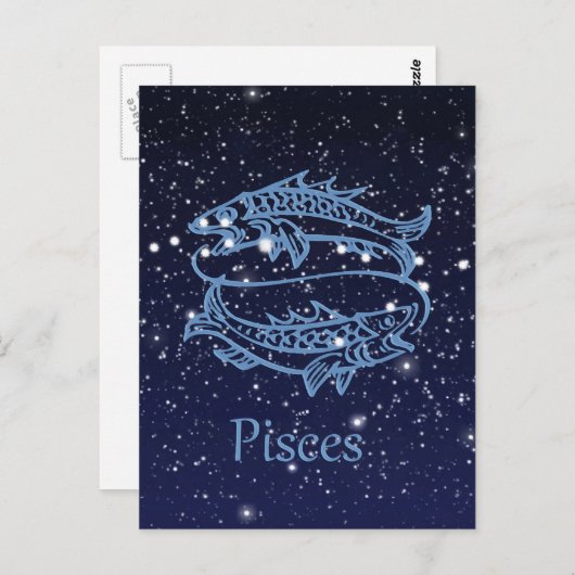 Pisces Constellation and Zodiac Sign met sterren Briefkaart (Voorkant / Achterkant)
