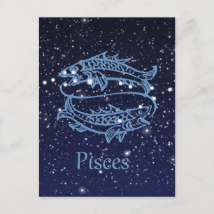 Pisces Constellation and Zodiac Sign met sterren Briefkaart