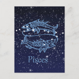 Pisces Constellation and Zodiac Sign met sterren Briefkaart
