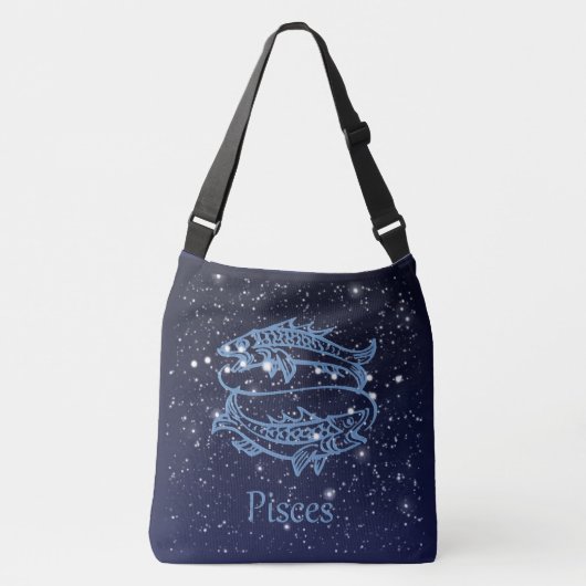Pisces Constellation and Zodiac Sign met sterren Crossbody Tas (Voorkant)