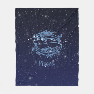 Pisces Constellation and Zodiac Sign met sterren Fleece Deken