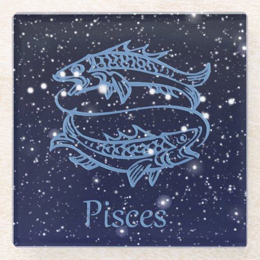 Pisces Constellation and Zodiac Sign met sterren Glazen Onderzetter (Voorkant)