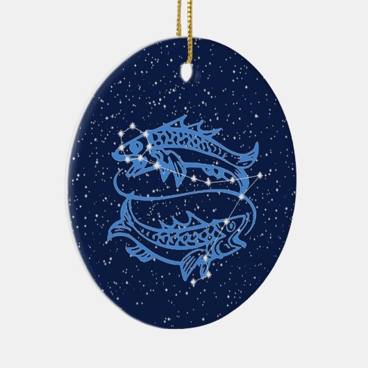 Pisces Constellation and Zodiac Sign met sterren Keramisch Ornament (Rechts)
