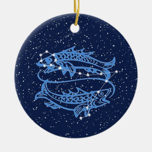 Pisces Constellation and Zodiac Sign met sterren Keramisch Ornament (Voorkant)