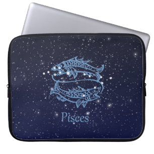 Pisces Constellation and Zodiac Sign met sterren Laptop Sleeve