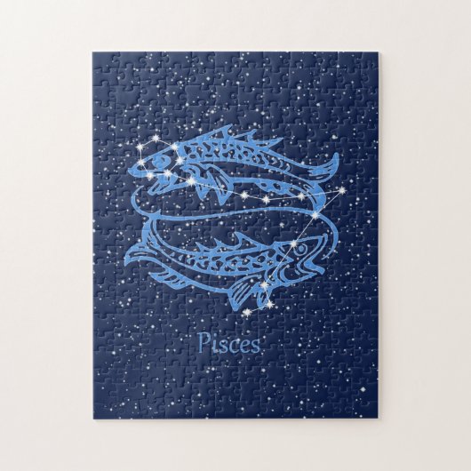 Pisces Constellation and Zodiac Sign met sterren Legpuzzel (Verticaal)